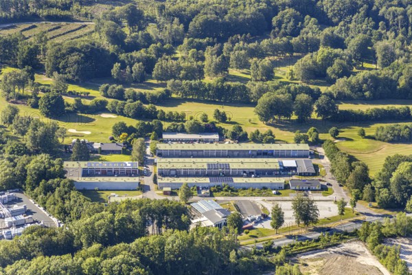 Aerial view, Werl, TÜV NORD test centre Wickede Werl, Relax power station, golf course Golfclub-Werl, Werl, North Rhine-Westphalia, Germany