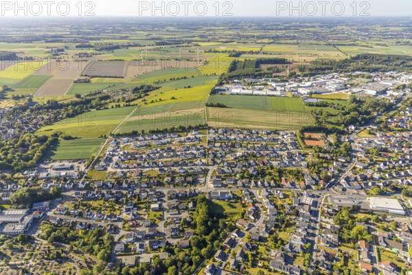 Aerial view, residential area Anne-Frank-Straße, Wickede (Ruhr), North Rhine-Westphalia, Germany