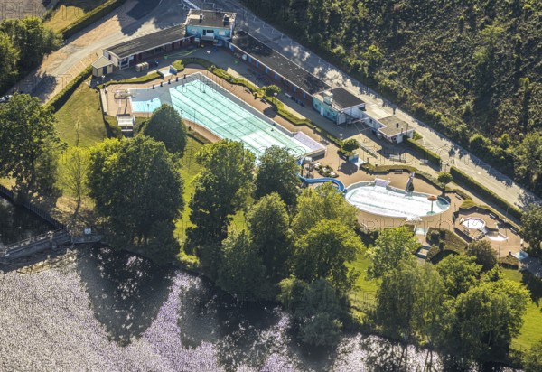 Aerial view, Wickede outdoor pool, Wickede (Ruhr), North Rhine-Westphalia, Germany