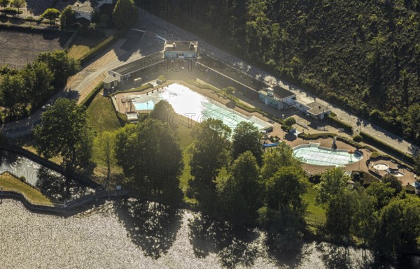 Aerial view, Wickede outdoor pool, Wickede (Ruhr), North Rhine-Westphalia, Germany
