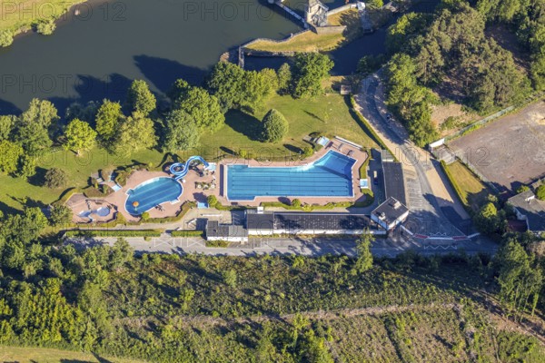 Aerial view, Wickede outdoor pool, Wickede (Ruhr), North Rhine-Westphalia, Germany