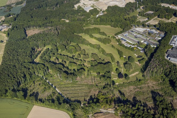Aerial photo, TÜV NORD test centre Wickede Werl, Relax power station, golf course Golfclub-Werl, Werl, North Rhine-Westphalia, Germany