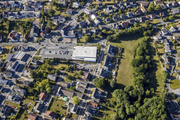 Aerial view, new Netto store, Waltringer Weg, Wickede (Ruhr), North Rhine-Westphalia, Germany