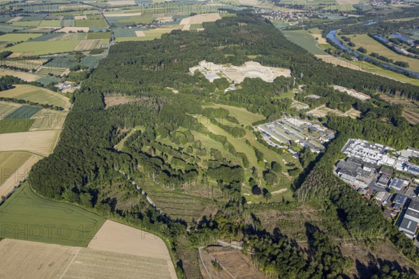 Aerial photo, TÜV NORD test centre Wickede Werl, Relax power station, Golfclub-Werl golf course, North Rhine-Westphalia, Germany