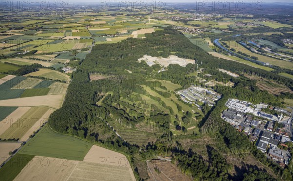 Aerial photo, TÜV NORD test centre Wickede Werl, Relax power station, golf course Golfclub-Werl, Werl, North Rhine-Westphalia, Germany