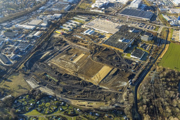 Aerial view, construction site of new Amazon logistics centre, Euziel logistics company, industrial estate on Brauckstrasse, Rüdinghausen, Witten, Ennepe-Ruhr district, Ruhr area, North Rhine-Westphalia, Germany