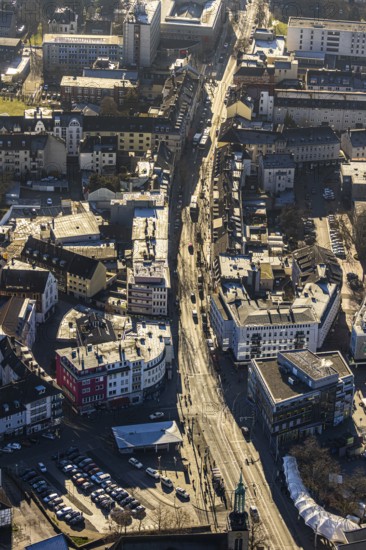 Aerial view, city centre view main street Ruhrstraße, Kornmarkt, Witten-Mitte, Witten, Ennepe-Ruhr-Kreis, Ruhr area, North Rhine-Westphalia, Germany