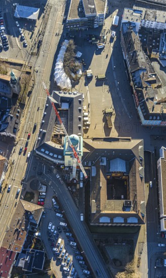 Aerial view, construction site renovation Witten town hall, town hall square, Witten-Mitte, Witten, Ennepe-Ruhr district, Ruhr area, North Rhine-Westphalia, Germany