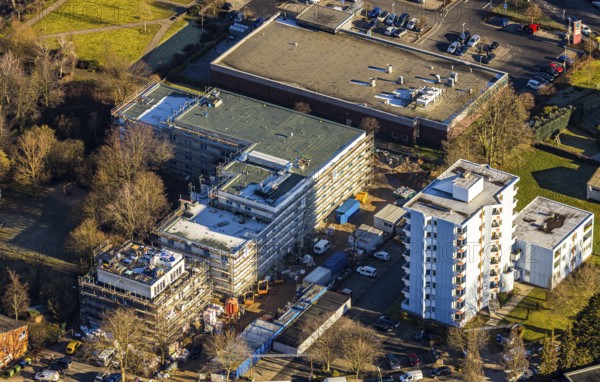 Aerial view, construction site of new Helfkamp retirement home, Stockum, Witten, Ennepe-Ruhr district, Ruhr area, North Rhine-Westphalia, Germany