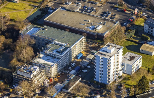 Aerial view, construction site of new Helfkamp retirement home, Stockum, Witten, Ennepe-Ruhr district, Ruhr area, North Rhine-Westphalia, Germany
