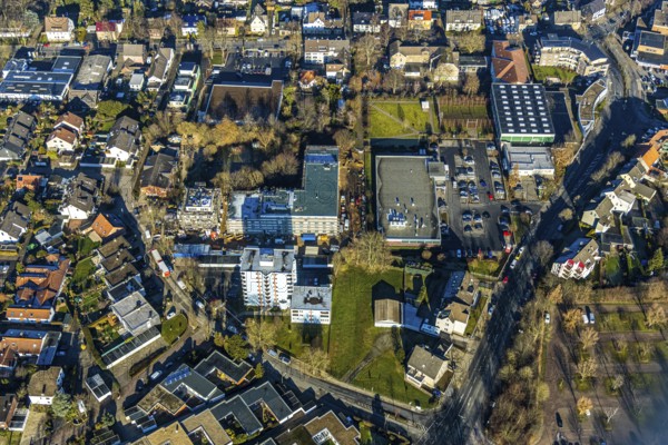 Aerial view, construction site of new Helfkamp retirement home, Stockum, Witten, Ennepe-Ruhr district, Ruhr area, North Rhine-Westphalia, Germany