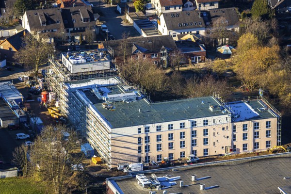 Aerial view, construction site of new Helfkamp retirement home, Stockum, Witten, Ennepe-Ruhr district, Ruhr area, North Rhine-Westphalia, Germany