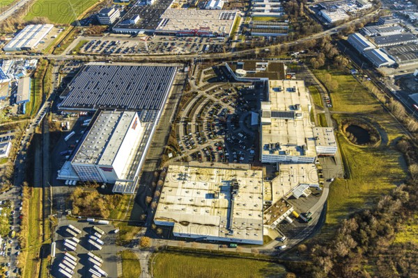 Aerial view, Ostermann furniture store, industrial estate on Brauckstraße, Rüdinghausen, Witten, Ennepe-Ruhr district, Ruhr area, North Rhine-Westphalia, Germany