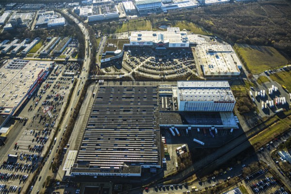 Aerial view, Ostermann furniture store, industrial estate on Brauckstraße, Rüdinghausen, Witten, Ennepe-Ruhr district, Ruhr area, North Rhine-Westphalia, Germany