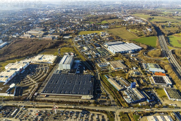 Aerial view, Ostermann furniture store, industrial estate on Brauckstraße, Rüdinghausen, Witten, Ennepe-Ruhr district, Ruhr area, North Rhine-Westphalia, Germany