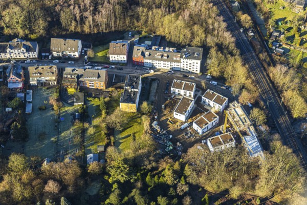 Aerial view, construction site and new development area Wohnen Am Park, Ledderken, Witten-Mitte, Witten, Ennepe-Ruhr district, Ruhr area, North Rhine-Westphalia, Germany