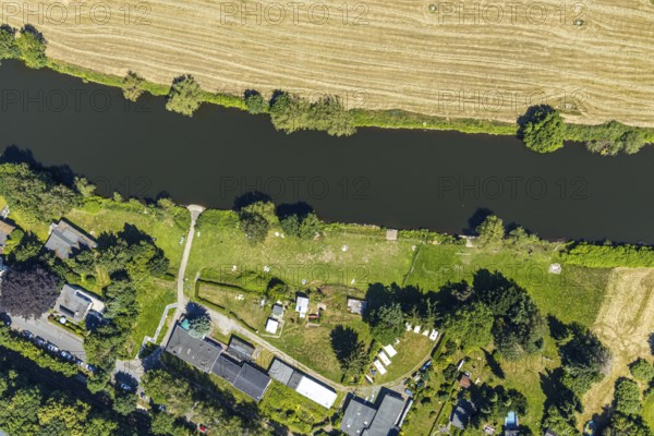 Aerial view, river Ruhr, possible natural outdoor pool on the riverside road, Witten, Ennepe-Ruhr district, Ruhr area, North Rhine-Westphalia, Germany