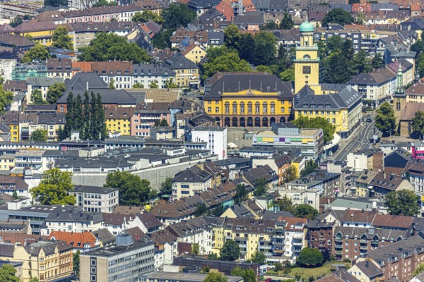 Aerial view, town hall Witten, city centre view, Witten, Ennepe-Ruhr district, Ruhr area, North Rhine-Westphalia, Germany