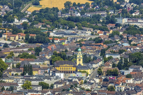 Aerial view, Witten town hall, city centre view, St. John's Church, Witten, Ennepe-Ruhr district, Ruhr area, North Rhine-Westphalia, Germany
