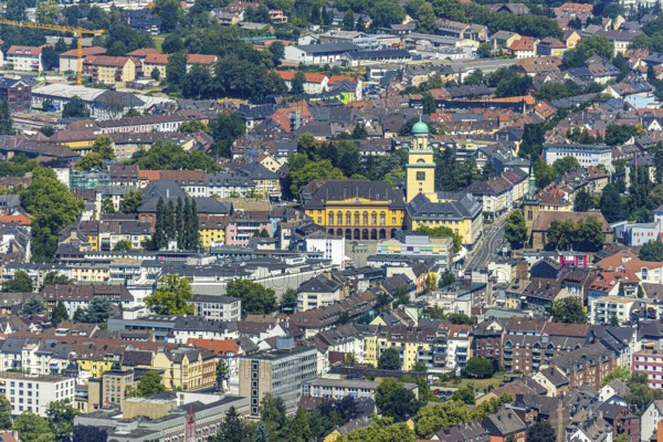Aerial view, Witten town hall, city centre view, St. John's Church, Witten, Ennepe-Ruhr district, Ruhr area, North Rhine-Westphalia, Germany