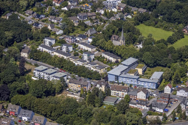 Aerial view, Rigeikenhof assisted living, Bommern Protestant Church, Witten, Ennepe-Ruhr district, Ruhr area, North Rhine-Westphalia, Germany
