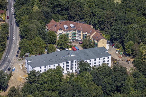 Aerial view, new Haus Buschey retirement home, Bommern, Witten, Ennepe-Ruhr district, Ruhr area, North Rhine-Westphalia, Germany
