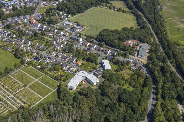 Aerial view, new Haus Buschey retirement home, Lutherhaus nursing home, Bommern, Witten, Ennepe-Ruhr district, Ruhr area, North Rhine-Westphalia, Germany