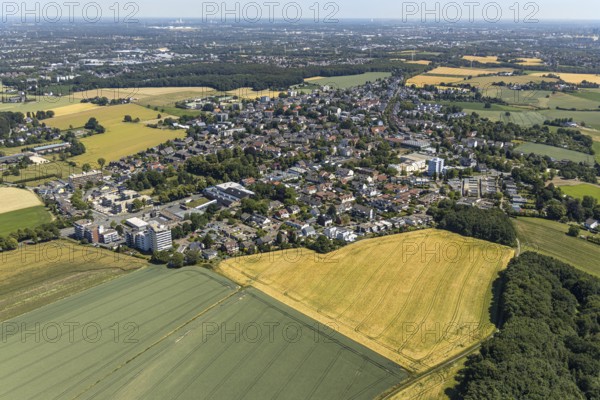 Aerial view, view of Stockum, construction site of new Helfkamp retirement home, high-rise building, Stockum cemetery, Witten, Ennepe-Ruhr district, Ruhr area, North Rhine-Westphalia, Germany