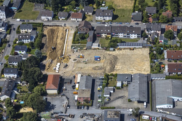 Aerial view, construction site of new residential area, former Schüren nursery, Bebbelsdorf, Witten, Ennepe-Ruhr district, Ruhr area, North Rhine-Westphalia, Germany