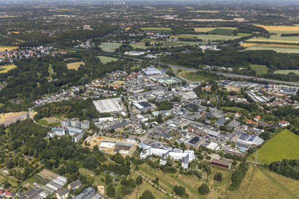 Aerial view, construction site of new campus building, Witten Herdecke University, Witten, Ennepe-Ruhr district, Ruhr area, North Rhine-Westphalia, Germany