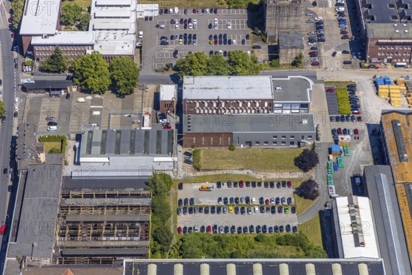 Aerial view, Stockumer Straße industrial estate, Ruhrpumpen, former annealing furnace hall, Witten Industry and Technology Park, WITG, Witten, Ennepe-Ruhr district, Ruhr area, North Rhine-Westphalia, Germany