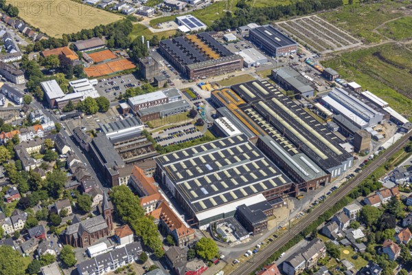 Aerial view, Stockumer Straße industrial estate, Ruhrpumpen, former annealing furnace hall, Wittener Industrie und Technologie Park, WITG, Intechlo Building A7, Intechlo Building A4, Intechlo Building B14, Witten, Ennepe-Ruhr-Kreis, Ruhr area, North Rhine-Westphalia, Germany