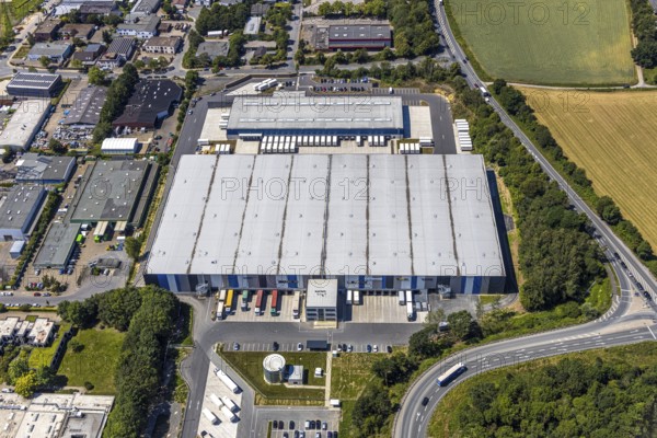Aerial view, Hermes distribution centre Witten, Euziel logistics centre, Brock Kehrtechnik, Salinger Feld industrial estate, Annen, Witten, Ennepe-Ruhr district, Ruhr area, North Rhine-Westphalia, Germany