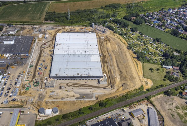 Aerial view, construction site of new Amazon logistics centre, industrial estate on Brauckstrasse, Rüdinghausen, Witten, Ennepe-Ruhr district, Ruhr area, North Rhine-Westphalia, Germany