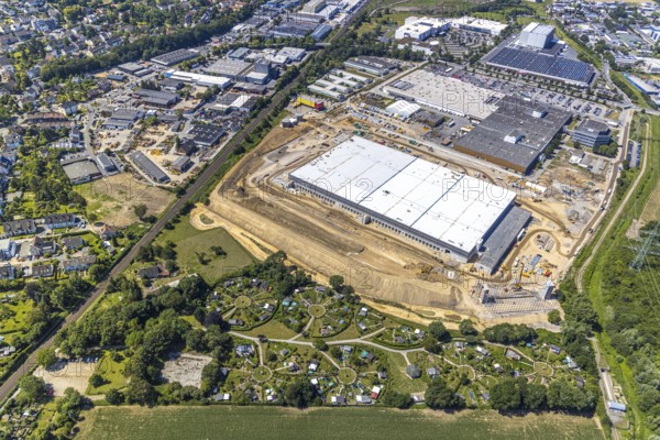 Aerial view, construction site of new Amazon logistics centre, industrial estate on Brauckstrasse, Rüdinghausen, Witten, Ennepe-Ruhr district, Ruhr area, North Rhine-Westphalia, Germany