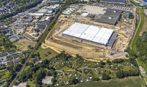 Aerial view, construction site of new Amazon logistics centre, industrial estate on Brauckstrasse, Rüdinghausen, Witten, Ennepe-Ruhr district, Ruhr area, North Rhine-Westphalia, Germany