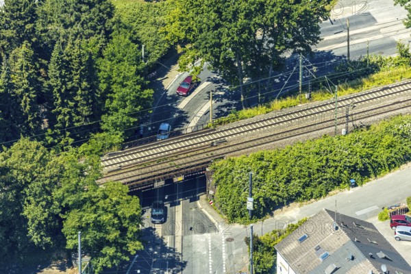 Aerial view, maintenance work on the DB Bochumer Straße bridge, extension of tram line 310, Witten, Ennepe-Ruhr district, Ruhr area, North Rhine-Westphalia, Germany