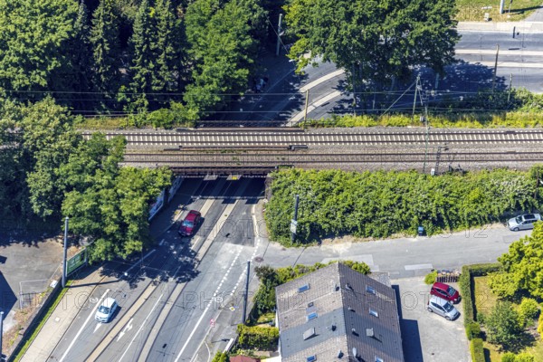 Aerial view, maintenance work on the DB Bochumer Straße bridge, extension of tram line 310, Witten, Ennepe-Ruhr district, Ruhr area, North Rhine-Westphalia, Germany