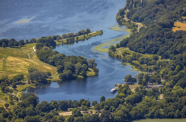 Aerial view, Lake Kemnader, Witten, Ennepe-Ruhr district, Ruhr area, North Rhine-Westphalia, Germany