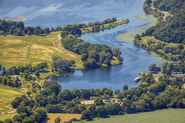 Aerial view, Lake Kemnader, Witten, Ennepe-Ruhr district, Ruhr area, North Rhine-Westphalia, Germany