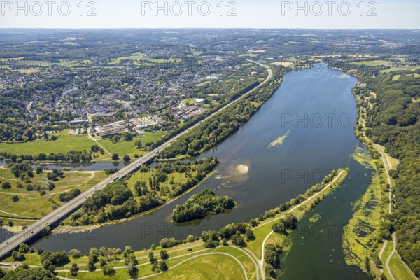 Aerial view, Lake Kemnader, view of Herbede, Witten, Ennepe-Ruhr district, Ruhr area, North Rhine-Westphalia, Germany