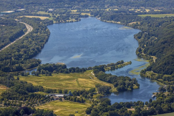 Aerial view, Lake Kemnader, Witten, Ennepe-Ruhr district, Ruhr area, North Rhine-Westphalia, Germany