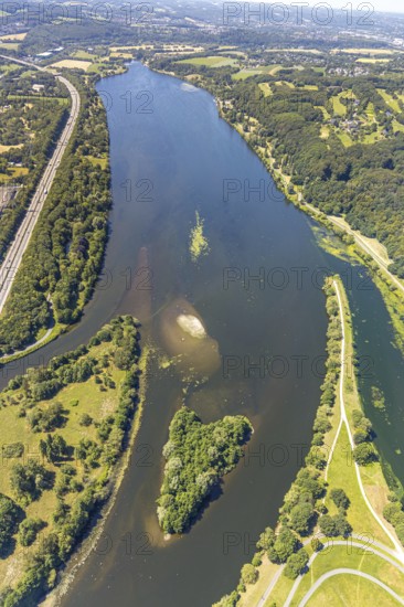 Aerial view, Lake Kemnader, Witten, Ennepe-Ruhr district, Ruhr area, North Rhine-Westphalia, Germany