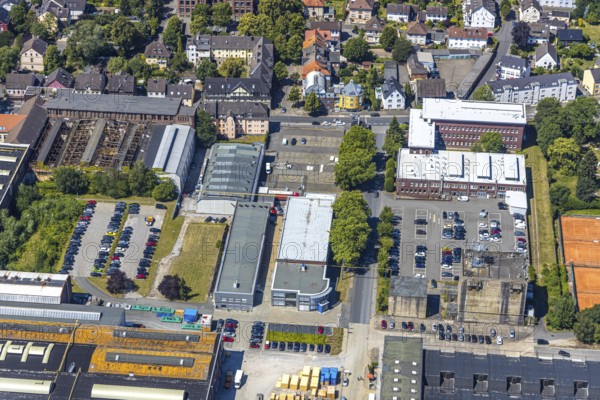 Aerial view, Stockumer Straße industrial estate, Ruhrpumpen, SMS Meer Group, former annealing furnace hall, Witten Industry and Technology Park, WITG, Witten, Ennepe-Ruhr district, Ruhr area, North Rhine-Westphalia, Germany