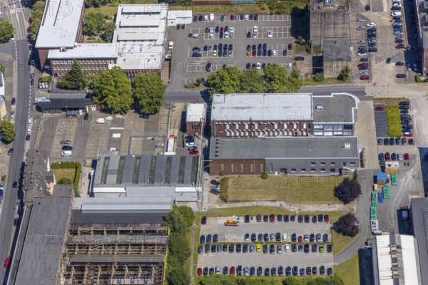 Aerial view, Stockumer Straße industrial estate, Ruhrpumpen, former annealing furnace hall, SMS Meer Group, Wittener Industrie und Technologie Park, WITG, Witten, Ennepe-Ruhr district, Ruhr area, North Rhine-Westphalia, Germany