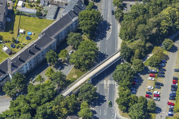 Aerial view, cycle path and hiking trail, Rheinischer Esel bridge, Annenstraße, Witten, Ennepe-Ruhr district, Ruhr area, North Rhine-Westphalia, Germany