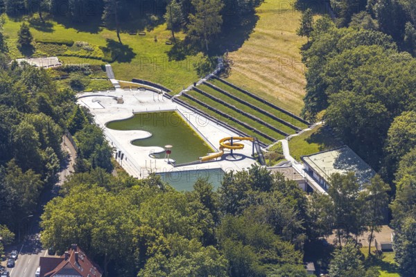 Aerial view, outdoor swimming pool Annen, Witten, Ennepe-Ruhr district, Ruhr area, North Rhine-Westphalia, Germany