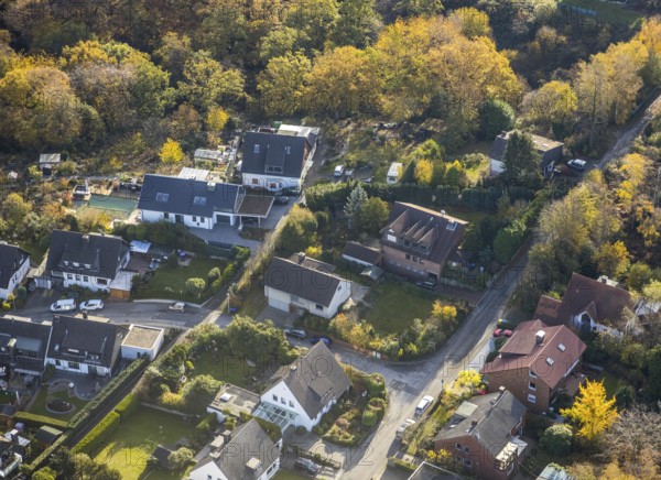 Aerial view, Eichholzstraße housing estate, Rüdinghauser Berg, Haarstranghöhe, Rüdinghausen, Witten, Ruhr area, North Rhine-Westphalia, Germany