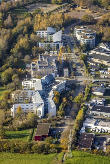 Aerial view, Witten/Herdecke University, new library building campus, Annen, Witten, Ruhr area, North Rhine-Westphalia, Germany