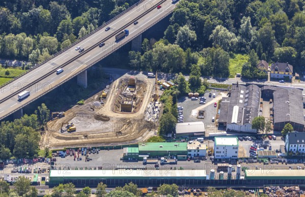 Aerial view, construction site at Wittener Straße 164, Wittener Straße industrial estate, GPG Gase Partner GmbH, Witten, Ennepe-Ruhr district, Ruhr area, North Rhine-Westphalia, Germany